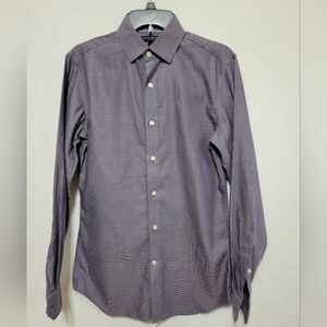 Men's Banana Republic Grant Fit Non-Iron Shirt, Deep Purple/White, Small, EUC